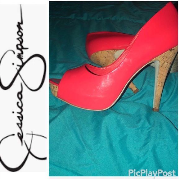 Jessica Simpson Shoes - 💥Jessica Simpson Bright Orange Peep Toe Platforms